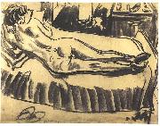 Ernst Ludwig Kirchner Reclining female nude on a couch Spain oil painting artist